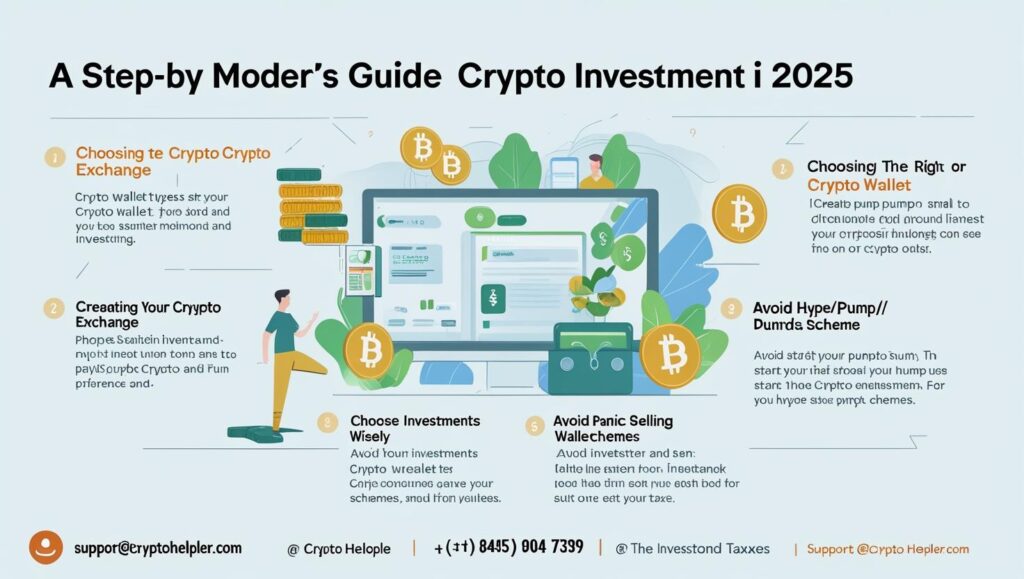 Beginner crypto investment guide showing how to start investing in cryptocurrency in 2025